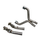 2007-10 Mustang GT500 2-3/4" X-pipe with converters (for stock manifolds/shorty headers) - 304 Stainless Steel